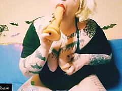 Blonde European craves daring toy play