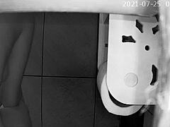 Brazilian beauty's bathroom antics