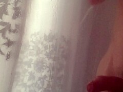 solitary gaze in misty shower