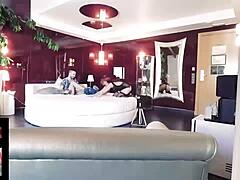 curvy blondes share steamy caress