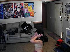 Curvy girl works out in pants
