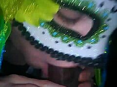 Hey, this mascarade slut is sucking cock in such slutty ways, you know?