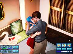 Blue-haired beauty’s tender moment