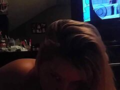 Giving a quick handjob and wet blowjob