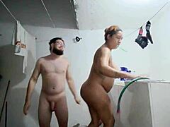 Intimate couple's natural tits moment