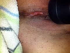 her wet pussy squirts with a crazy vibrator still on