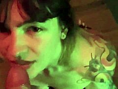 Petite girlfriend gives enthusiastic blowjob