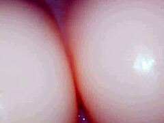 Enjoying playtime with big silicone toy