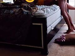 Brunette teen's risky midnight thrill