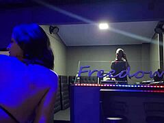 Kel provokes the DJ and the latter pinch her on the bum