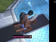 Sexy cartoon's poolside playful escape