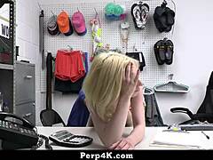 Security Officer Drills Shoplifter Teen In Office