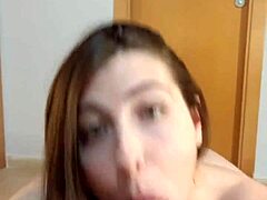 Stepdaughter gives blowjob to stepfather, then gets fucked and creampied