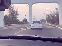 Skilled Woman Sucks Shaft While Driving for Cream