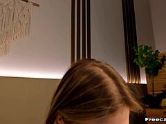 Webcam blonde flaunts tiny waist