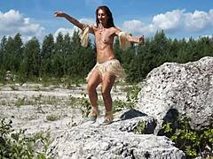 Topless Dance in Stone Quarry