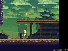 Cute blonde dominated in anime battle