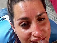 Blonde cum eater swallows it all
