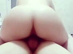 Asian guy bent over for bareback doggystyle