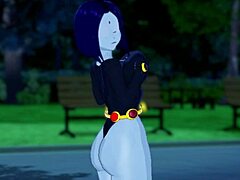 Raven’s Big Thighs Facial In Dark Forest Teen Titans