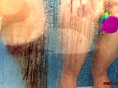 Blonde cuties play in shower