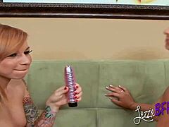What's behind these lesbian friends sharing toys?