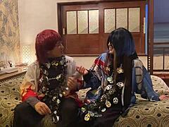 japanese woman cosplays for delight