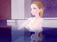 Anime Woman in Steamy Onsen