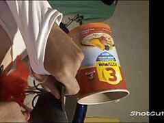 Shemale Enjoys Unique Drink Before Heat