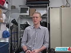Blonde gay gives big cock blowjob