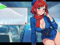 Redhead Stewardess in Honeysun Cosplay Flight