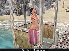 Cheeky 3D Cartoon Girl’s Beach Shower Tease