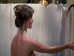 Brunette captivates in eerie shower
