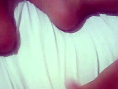big chested brunette takes hot facial