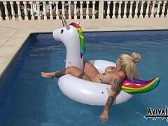 Tattooed unicorn with big boobs