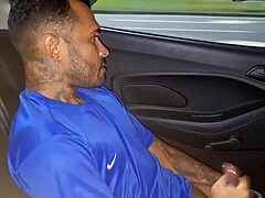 Gay blowjob in moving Uber