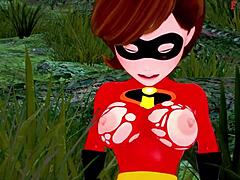 elastigirl gets pounded on a forest mission scene