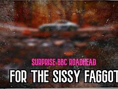 Surprise BBC roadhead shocks this sissy hard
