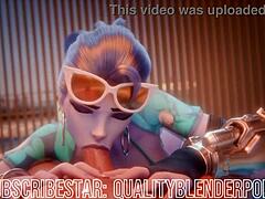 widow deepthroats cock on beach hentai