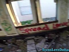 Newbie teen fucked hard in public