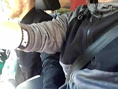 European Blonde in Wild Traffic Chaos