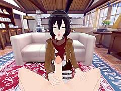 Mikasa Ackerman和Annie Leonhart在《进击的巨人》中激烈POV性爱!🔥