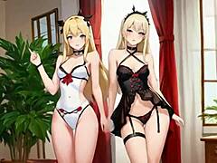 Blonde beauties’ wild hentai magic