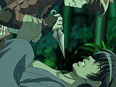 Fierce hentai warriors in action
