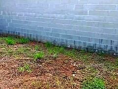 Pretty brunette construction worker enjoys rough anal sex outdoors