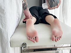Deep throat fucking and foot massage