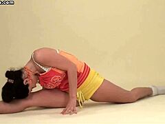 Polina the brunette teen has big soft and saggy natural breasts