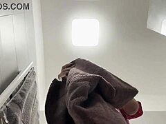 hottest redhead strips in bathroom showing ass and pussy