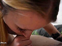 teen blonde miley grey sucks big cock