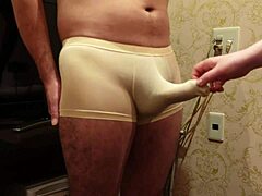 Weak Guy Cums from Rough Femdom Cock Teasing